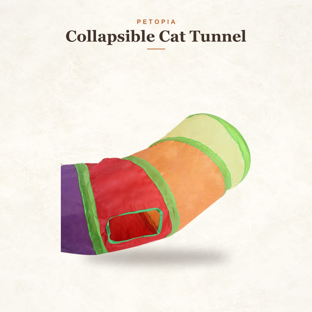 Collapsible Cat Tunnel Toy — Rainbow S-Shaped Hideaway