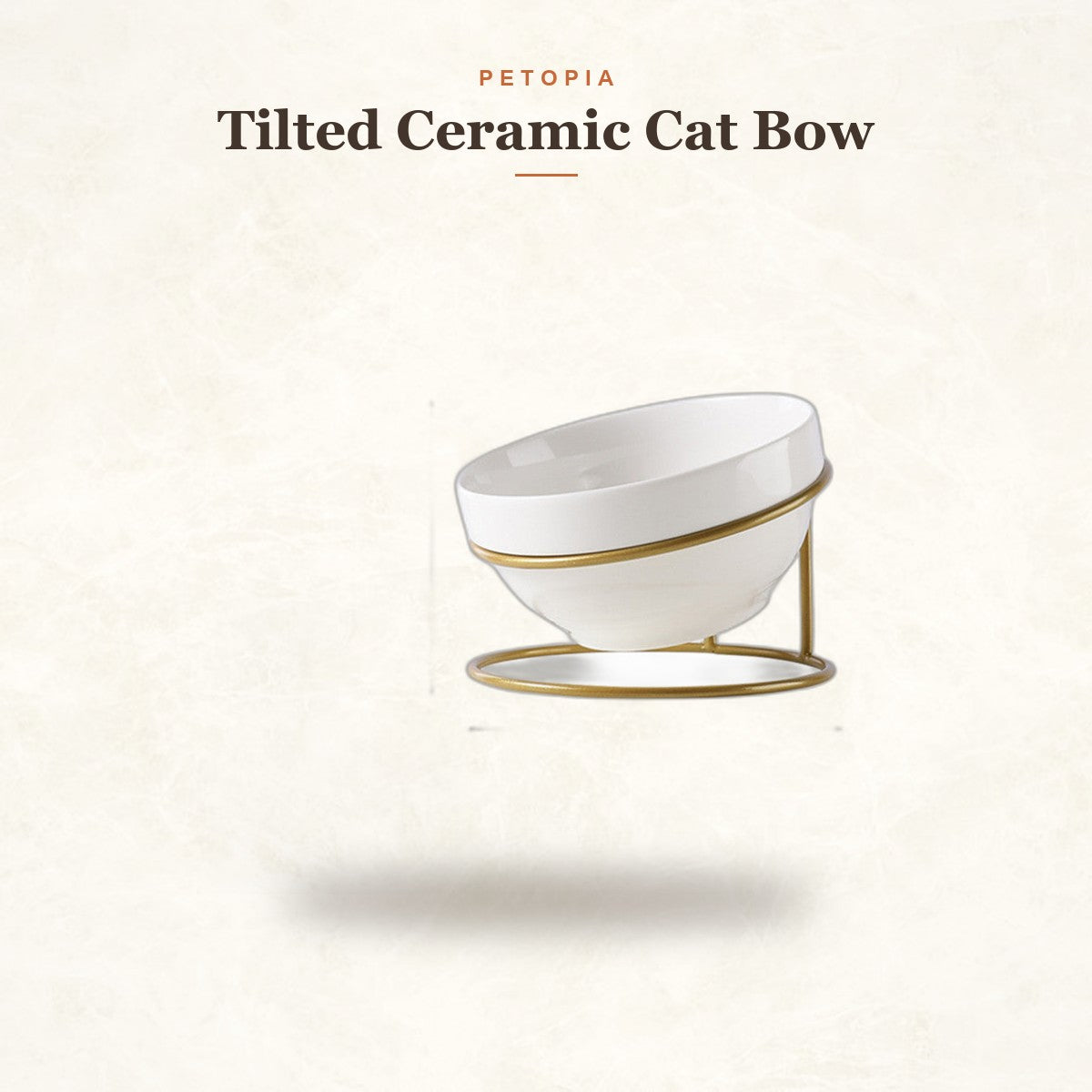 Tilted Ceramic Cat Bowl with Raised Stand — Whisker-Friendly