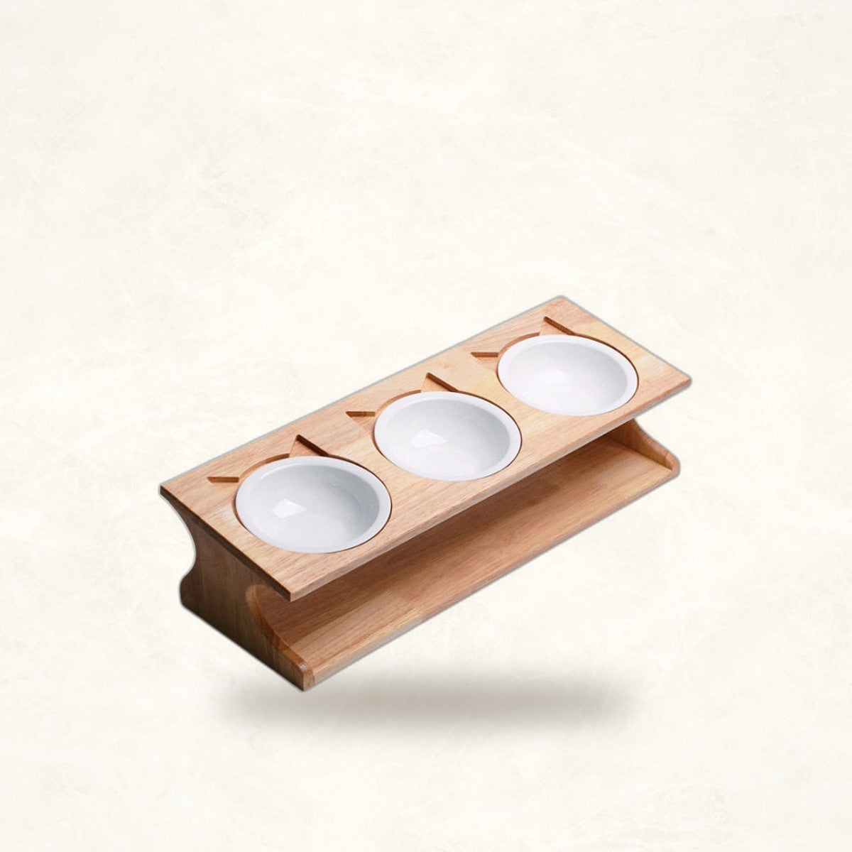 Elevated Ceramic Cat Bowl with Wooden Stand - photo 2