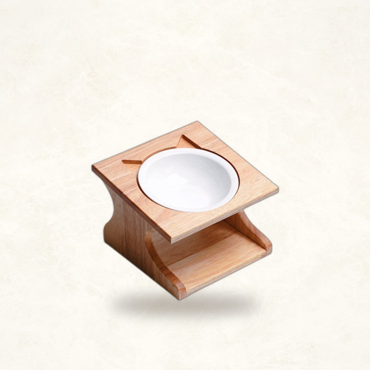 Elevated Ceramic Cat Bowl with Wooden Stand - photo 3
