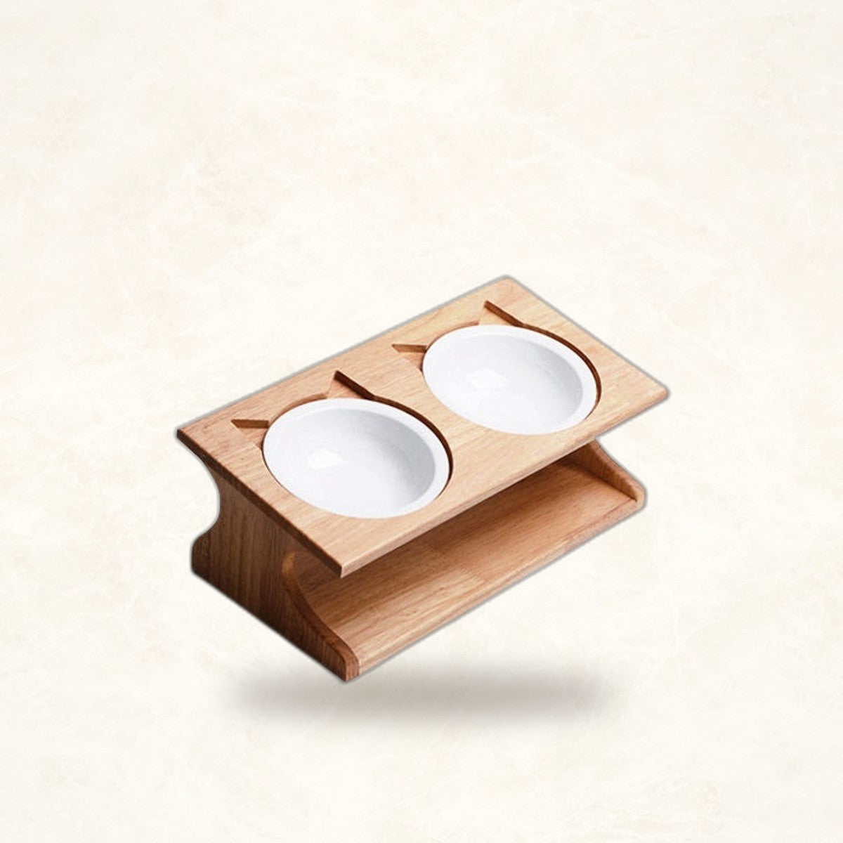 Elevated Ceramic Cat Bowl with Wooden Stand - photo 4
