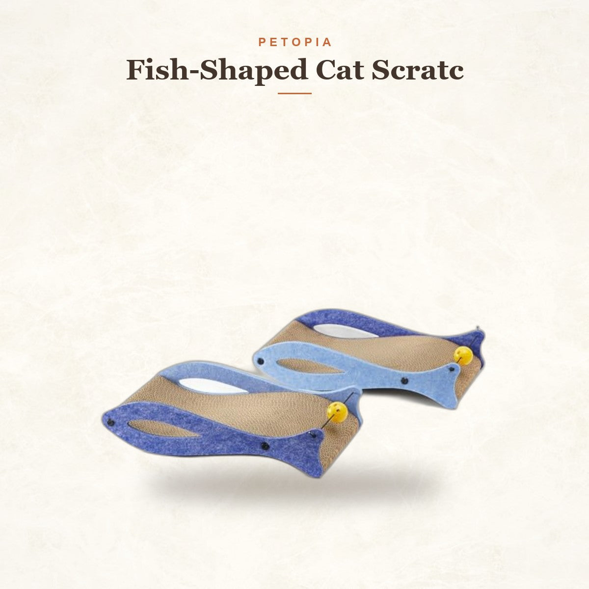 Fish-Shaped Cat Scratcher Lounge with Ball Toy for Indoor Cats