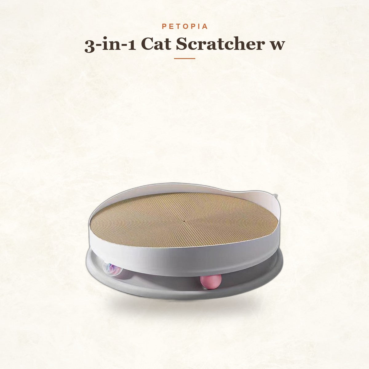 3-in-1 Cat Scratcher with Feather Teaser & Bell Ball