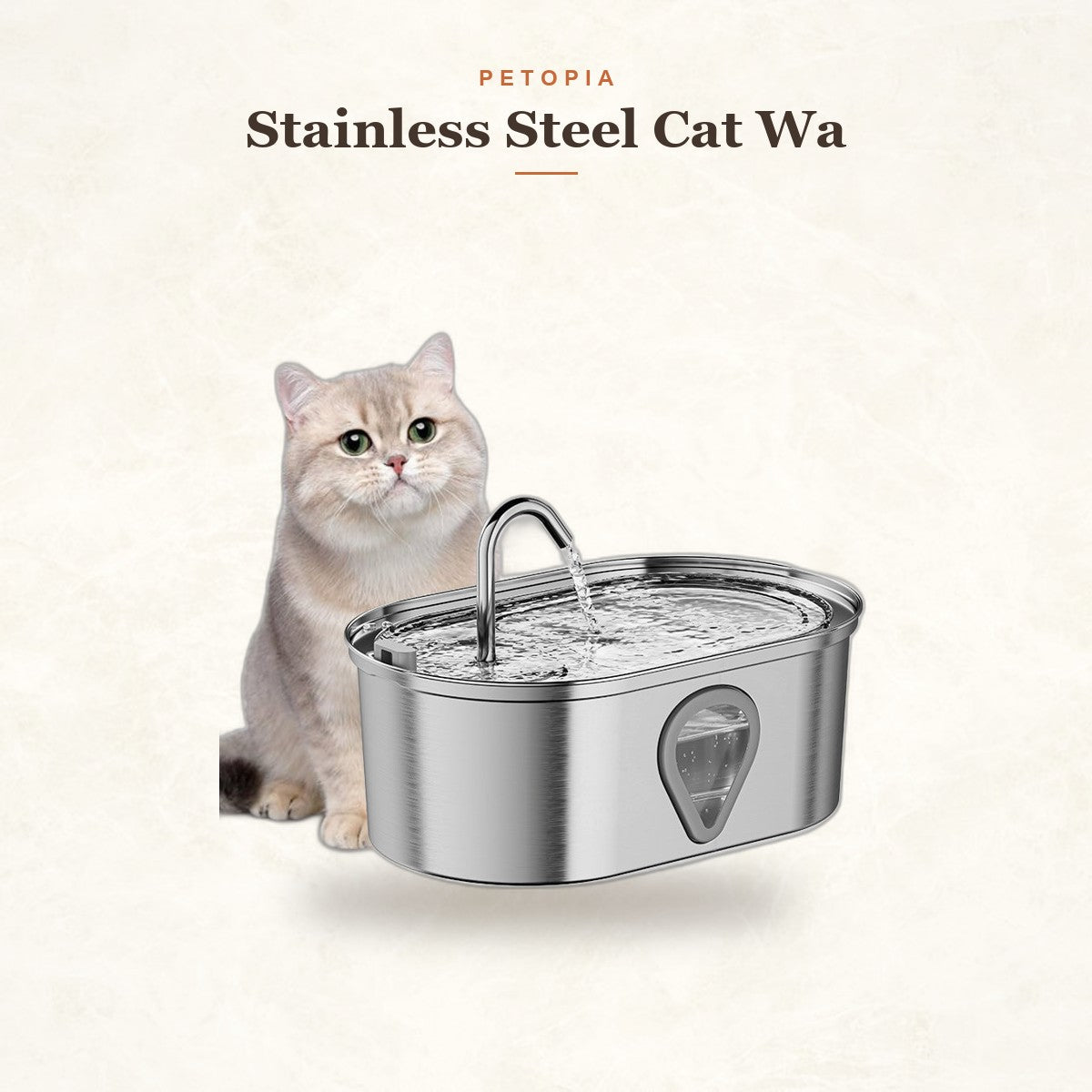Stainless Steel Cat Water Fountain — 3.5L Smart Pet Drinking Bowl